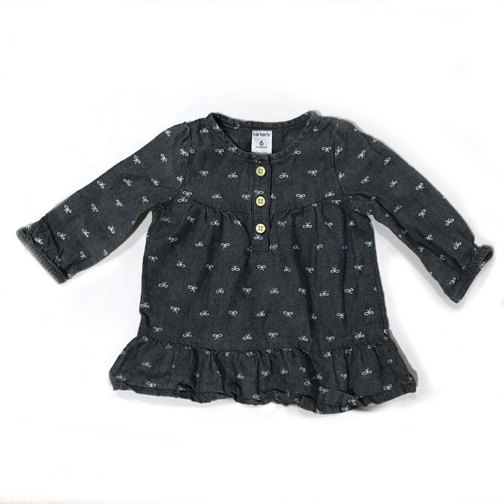 Carter’s Baby Girl Blue Long Sleeve Dress - Size 6m